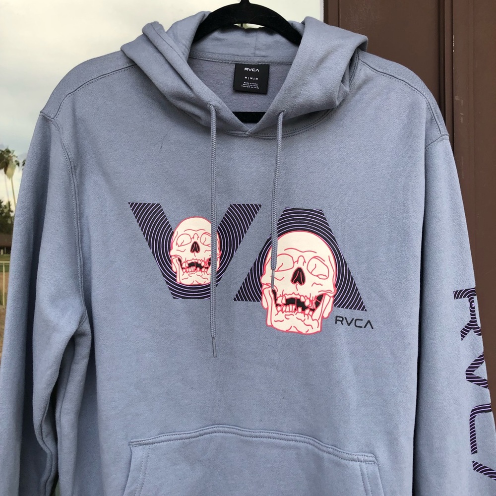 RVCA Skully D Blue Graphic Hoodie NEW XL